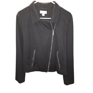 Liz Claiborne Women's Black Moto Jacket Zip Front Simply Liz Size L